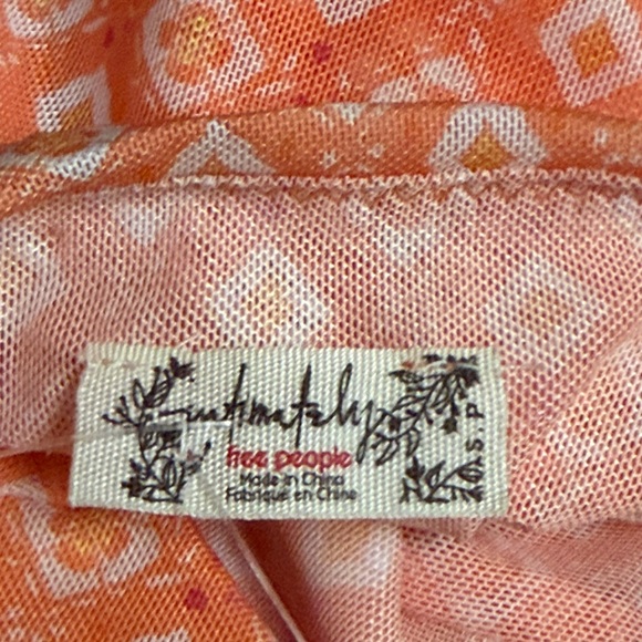 FREE PEOPLE Night Rhythm Printed Bodysuit / Floral Mesh Neon Peach NWT Sz S - Picture 10 of 13